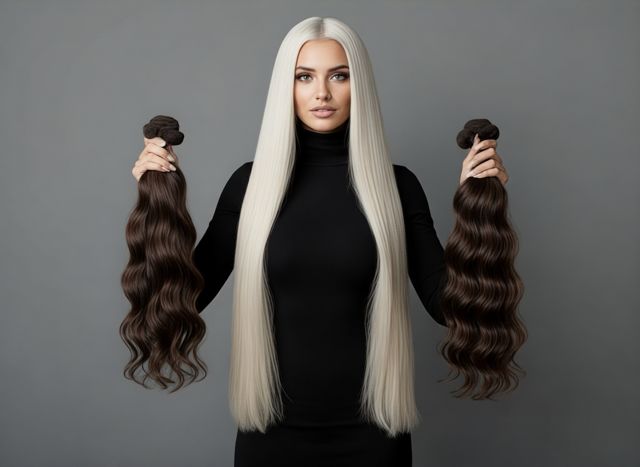Haarverlängerung Model platinblond